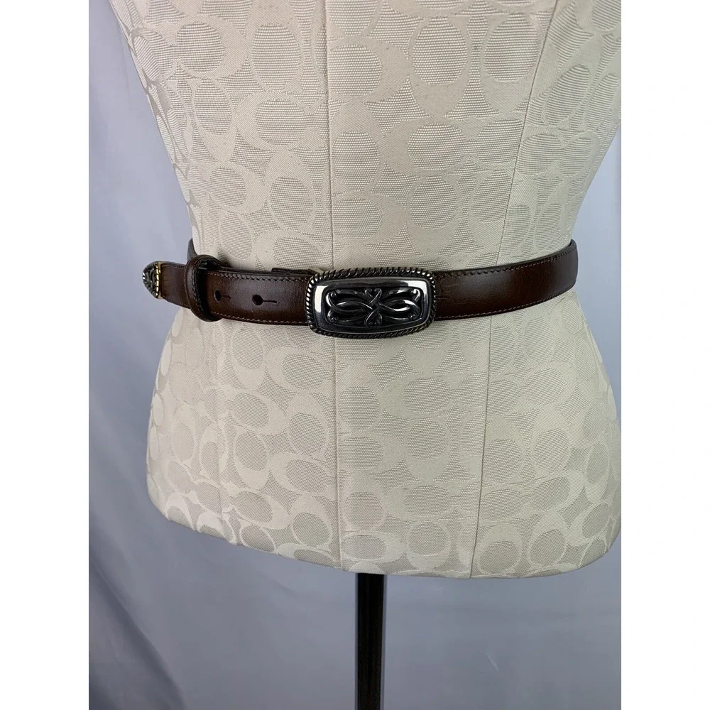 Medium Brighton Belt Womens Brown Leather Silver Filigree Buckle Style 35409